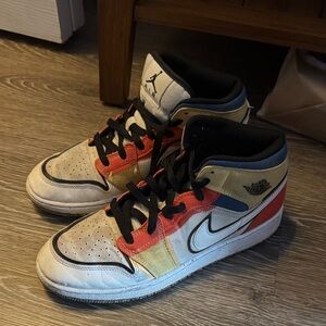 multicolor boys jordan 1s sneakers